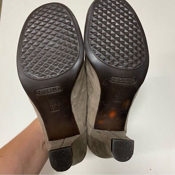 AEROSOLES Minor Role Taupe faux Suede Round Toe Lace Up Pump vintage Shoe 7.5 - Picture 10 of 12